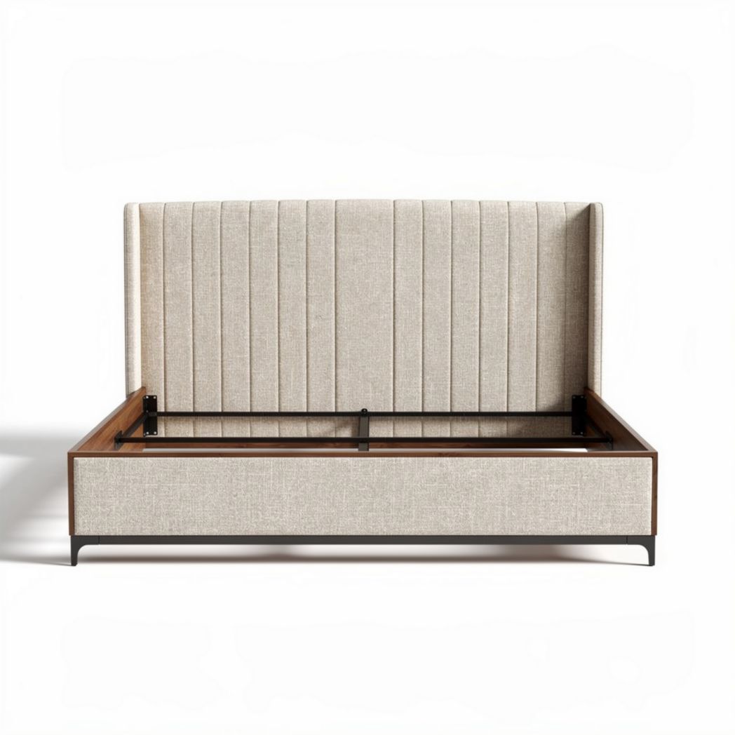 Upholstered Bed Frame with Storage – Designed for Bedroom Use – Fabric and Metal Construction – 200 x 160 x 120cm
