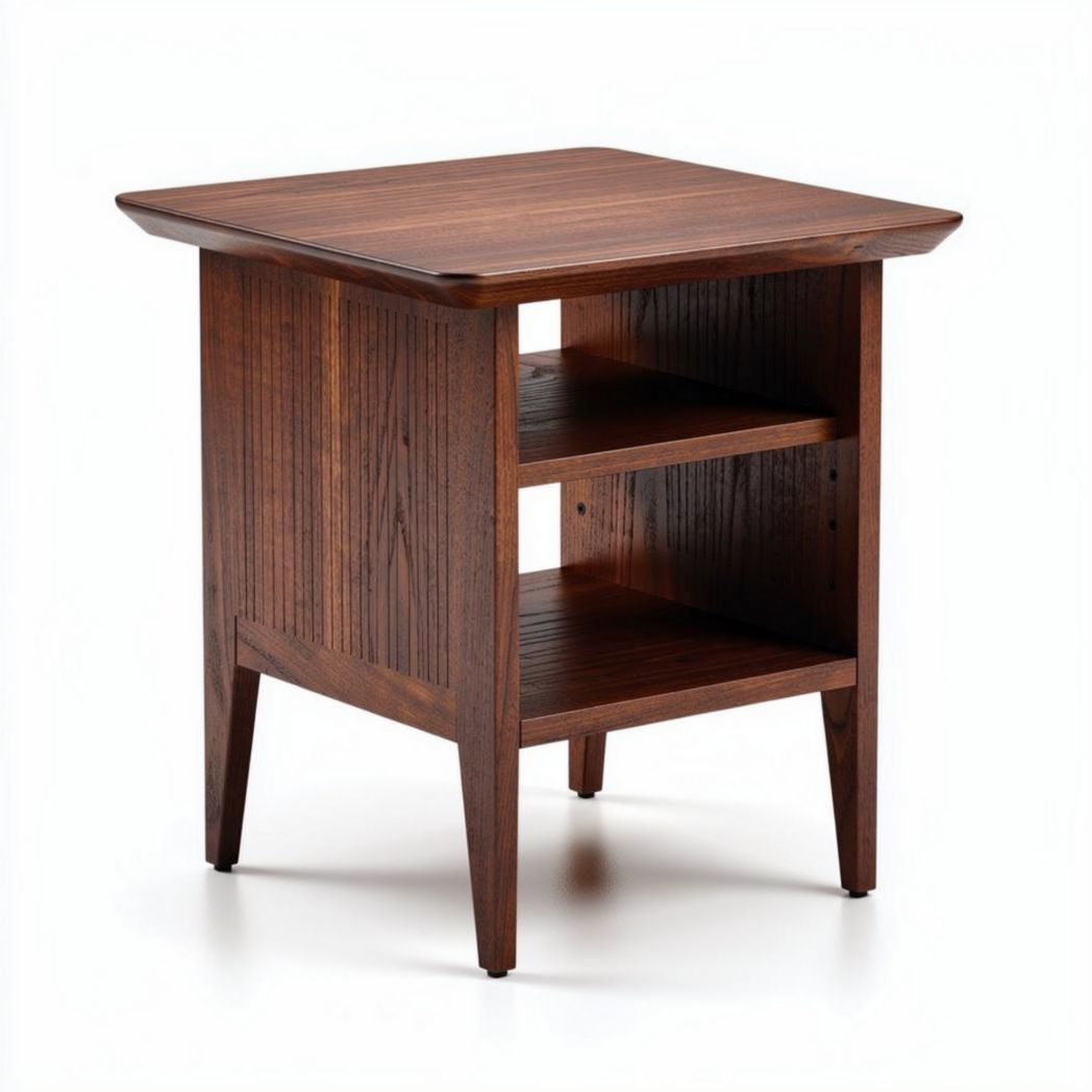 Solid Wood Side Table for Living Room Use with Open Shelving – 50 x 50 x 55cm