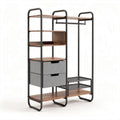Metal Frame Open Shelf Storage Unit with Wooden Shelves and Drawers – 120 x 40 x 180cm