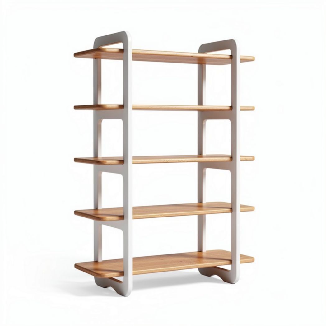 Wood and Metal Bookcase for Home or Office Use Made of Engineered Wood and Steel 80 x 30 x 120cm