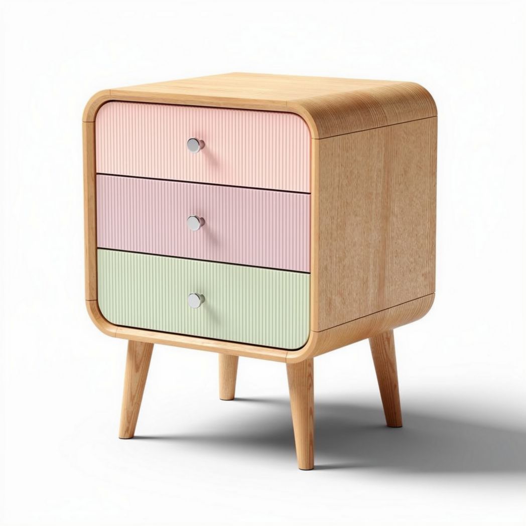 Wooden Nightstand with Three Drawers for Bedroom Storage – 40 x 40 x 50cm