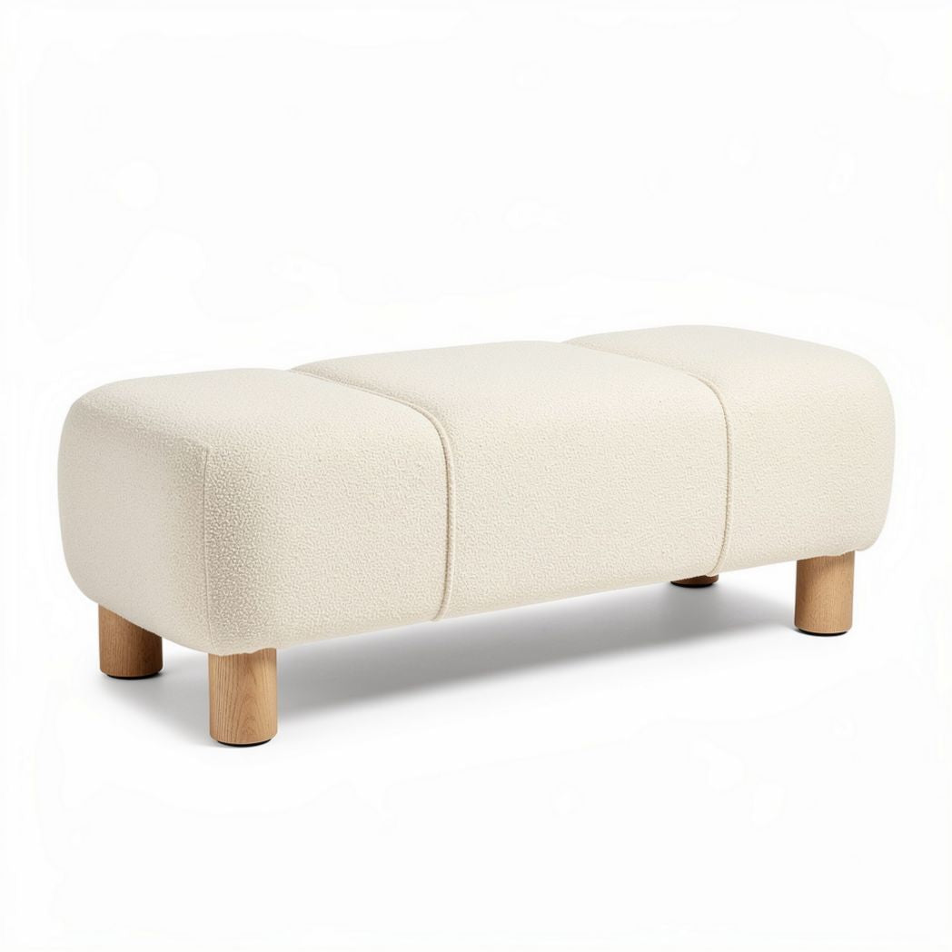Upholstered Ottoman Bench for Living Room Seating – Fabric and Wood – 120 x 50 x 40cm