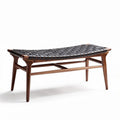 Wooden Bench for Living Room Seating – Premium Woven Textile – 120 x 60 x 45cm