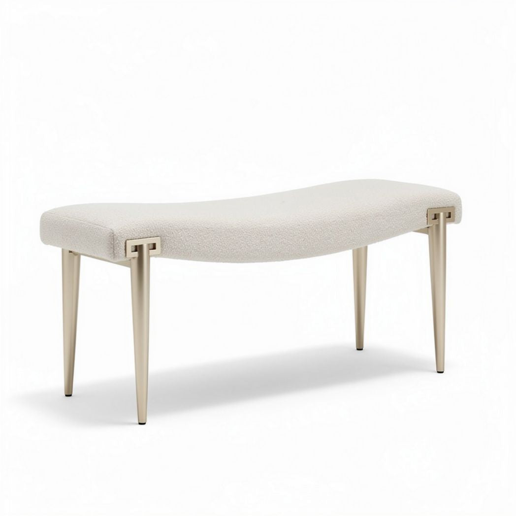 Upholstered Bench for Entryway Seating – Fabric and Metal – 120 x 40 x 45cm