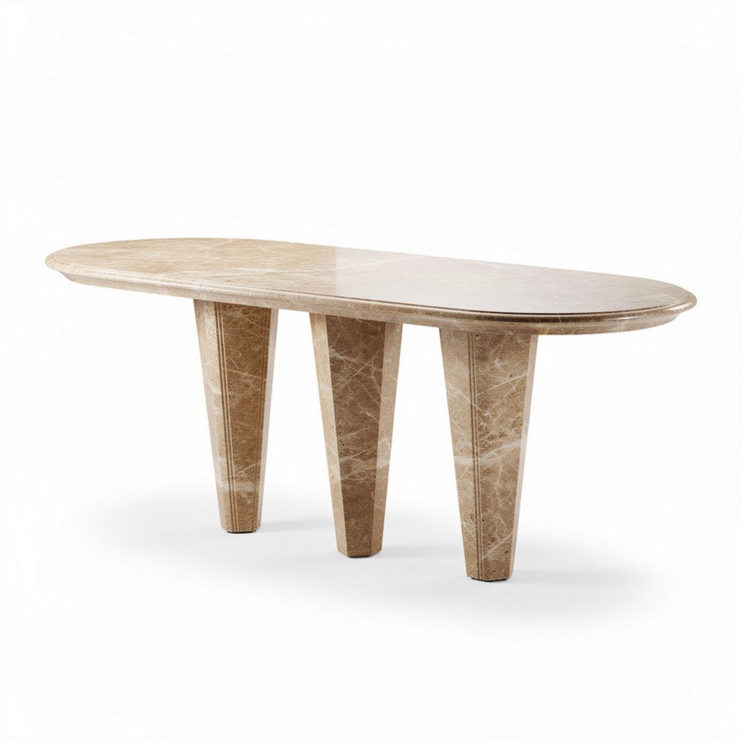 Marble Oval Dining Table – Suitable for Dining Areas – Made of Marble – 180 x 90 x 75cm